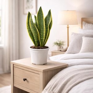 🌿 Imported Snake Plant – White Plastic Pot - Image 3
